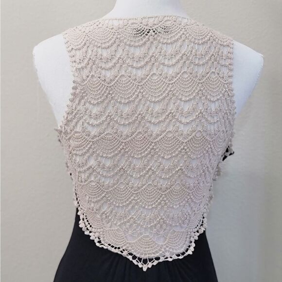 Papaya Embroidered Knit Maxi Dress Full Length Black Size M Made in USA - Picture 4 of 10